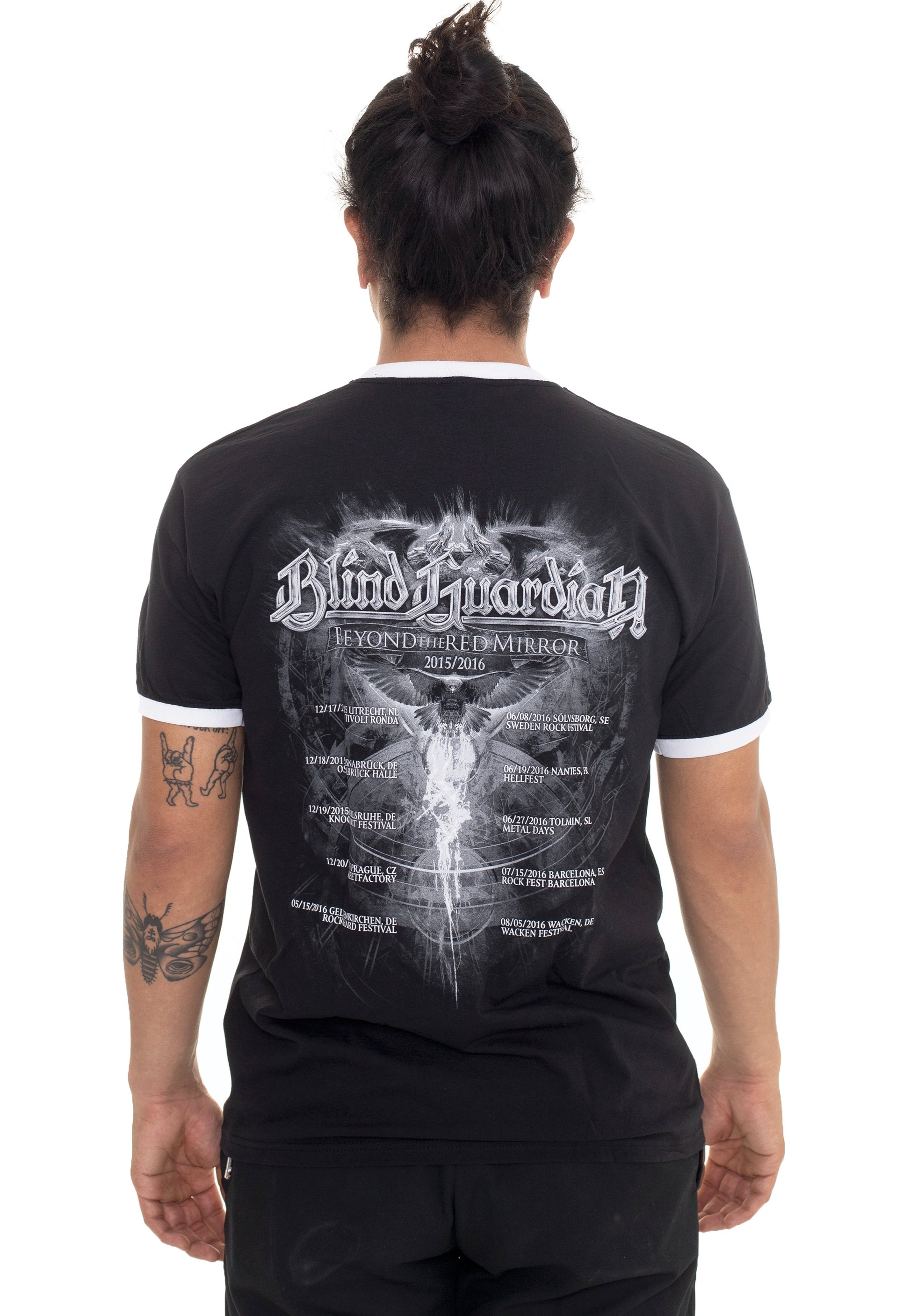 Blind Guardian - Logo Tour 2015/2016 Black/White Ringer - T-Shirt | Men-Image